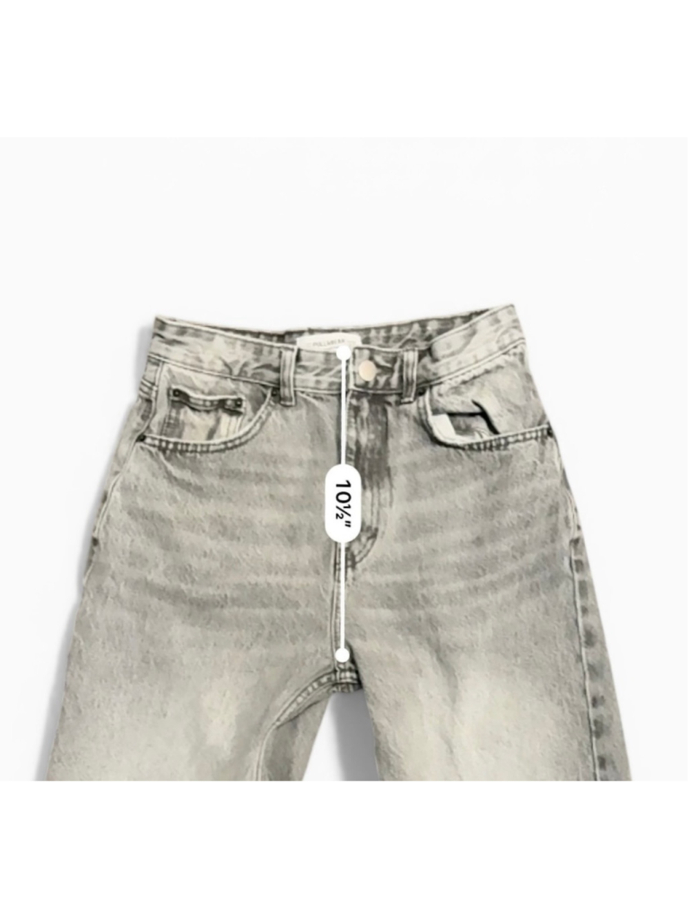 Pull & Bear Women's Acid Wash Gray Straight Leg Raw Hem High Rise Sz 2 - Picture 4 of 10